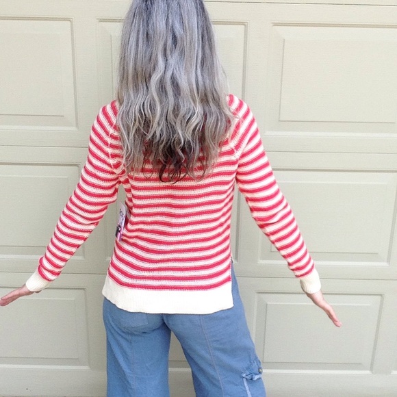 nwt ROXY starboard coral stripe sweater M L (K1) - Picture 7 of 8